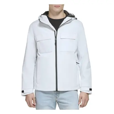 DKNY Men's Performance Tech Hooded Modern Storm Coat Ice