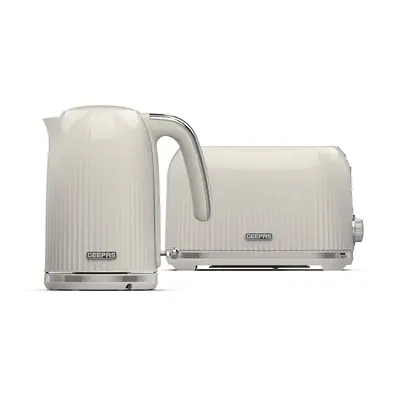 (Cream) Geepas 1750W Toaster&1.7L Cordless Electric Kettle