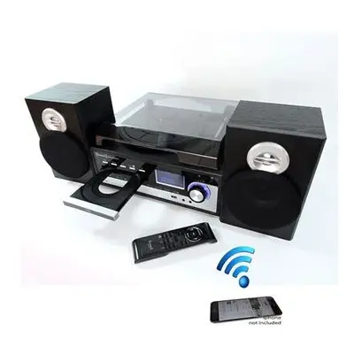 Steepletone Broadway in Bluetooth music centre with CD,FM radio,3 speed Record player has facili