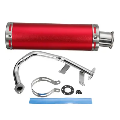 (Red) Motorcycle Racing Exhaust System Muffler Assembly Fit For GY6 50cc Scooter