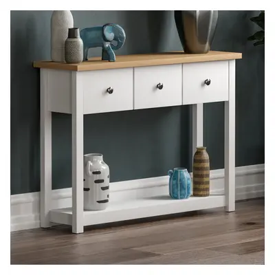 (White & Oak) Arlington Drawer Console Table Hallway Storage