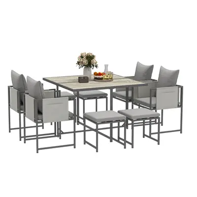 Outsunny Seater Garden Dining Set, Cube Garden Furniture with Cushions