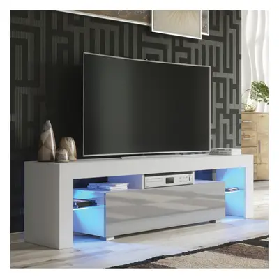 TV Unit 160cm LED Creative Furniture - White & Grey Gloss Doors