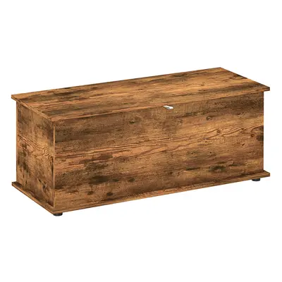 HOMCOM Storage Chest With Lid, 113L Storage Box, Rustic Brown