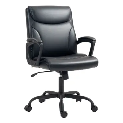 HOMCOM Faux Leather Desk Chair with Tilt Function for Home Office, Black