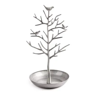 (Silver) Jewellery Stand,Antique Vintage Birds Tree Branch Earring Necklace Holder Organiser Rac