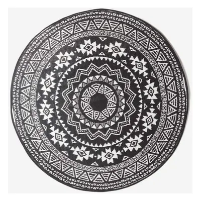 Homescapes Black and White Motif Design Circular Reversible Outdoor Rug