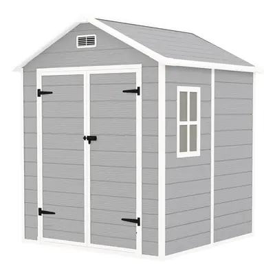 Outsunny x 5ft Resin Garden Shed with Floor and Window, Light Grey