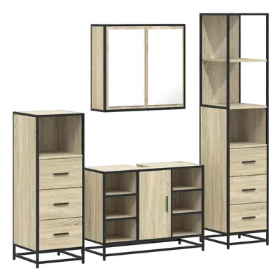 (sonoma oak) vidaXL 4ÃÂ Piece Bathroom Furniture SetÃÂ Sonoma Oak Engineered Wood