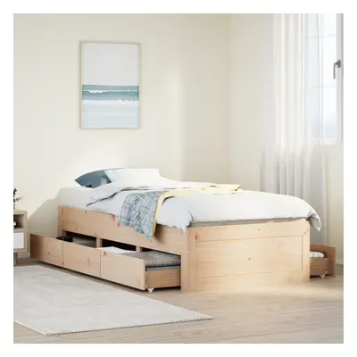 vidaXL Bed Frame without Mattress with Drawers 90x190 cm Single Solid Wood Pine