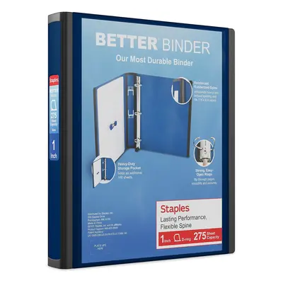 Staples Better 1-Inch D 3-Ring View Binder, Blue