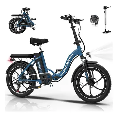 (Blue) HITWAY BK6SL Electric Bike 20X3.0 E bike, 36V/13Ah Battery Electric Bicycles, 50-100KM, 2