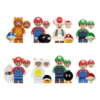 8PCS Super Mario Minifigures Building Blocks Toys Fit Lego