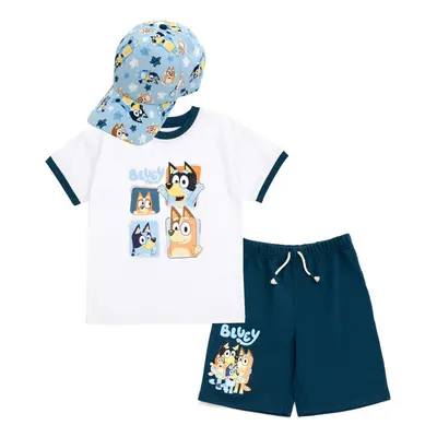 Bluey Family Little Boys Drop Shoulder T-Shirt French Terry Shorts & A