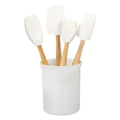 Le Creuset Silicone Craft Series Utensil Set with Stoneware Crock, pc., White