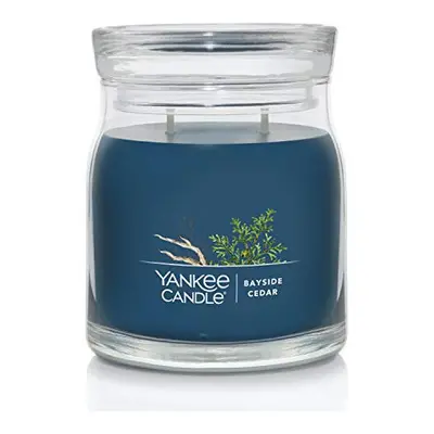 Yankee candle Bayside cedar Scented, Signature 13oz Medium Jar 2-Wick candle, Over Hours of Burn