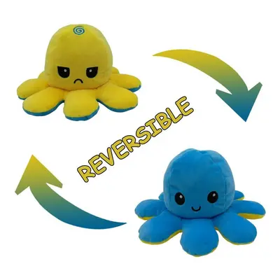 (Blue + Yellow) Double-Sided Flip Reversible Octopus Plush Toy