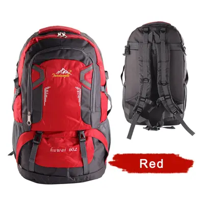 (Red) 60L Backpack Outdoor Travel Waterproof