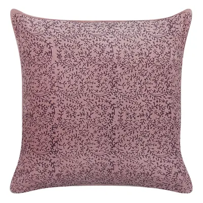 Velvet Cushion Floral Motif x cm Pink ROMNEYA