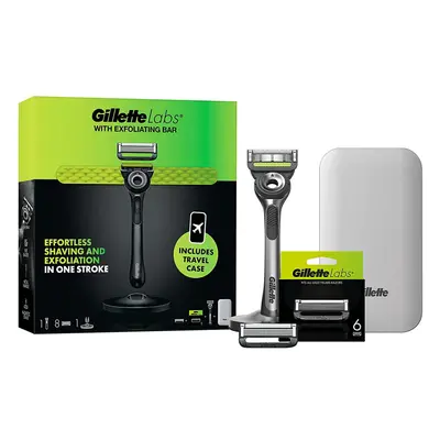 Gillette Labs Men's Razor + Razor Blade Refills with Exfoliating Bar, Includes Premium Magnetic 