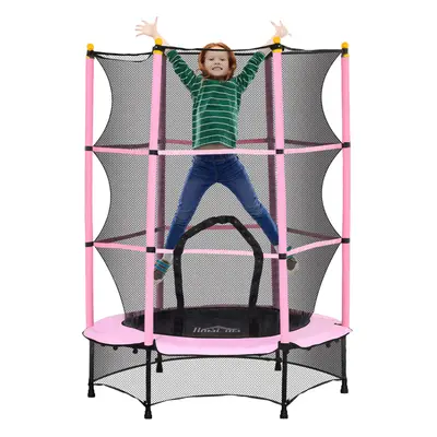 HOMCOM 4.6FT Kids Trampoline with Safety Enclosure for Ages Years, Pink