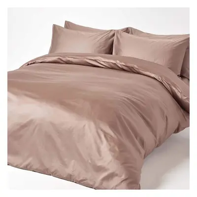 Homescapes Double Brown Organic Cotton Duvet Cover Set TC