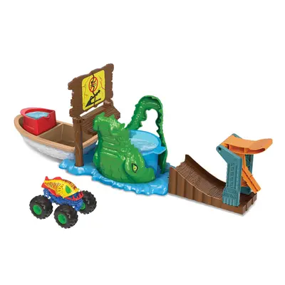 Hot Wheels Monster Trucks Attack on the Croco Set with Monster Truck Color Shifters, Water Game,