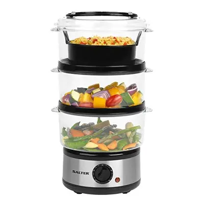 Salter 3-Tier Food Steamer - 7.5L Stainless Steel Multi-Cooker, Meat, Dumpling & Vegetable Steam