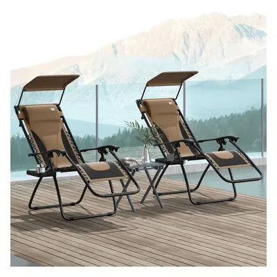 Outsunny Pcs Zero Gravity Lounger Chair, Folding Reclining Chair, Brown