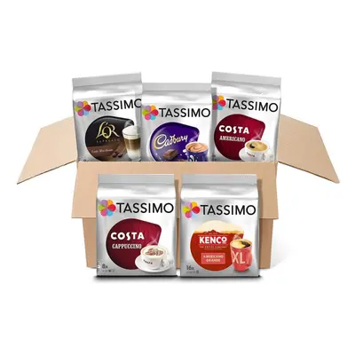 Tassimo Variety Box Costa, Kenco, Cadbury & L'OR Coffee Pods (Pack of 5, Total Coffee Capsules)