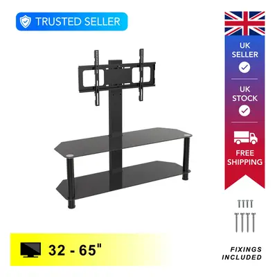 Cantilever TV Stand with Bracket Black Glass 114cm from 32" - 65" inch for HD Plasma LCD LED OLE