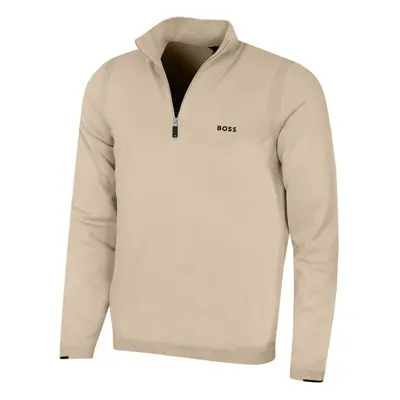 (XL, Light Beige) Hugo Boss Mens Ever-X Cotton Stretch Knit 1/4 Zip Golf Sweater