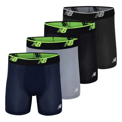 New Balance Mens Standard Mesh with Fly Boxer Brief 4Pack BlackstSteelPigmentrgBlackrg Large