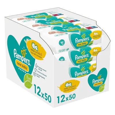 Pampers Baby Wipes Multipack, New Baby Sensitive, Wet Wipes (12 x 50), Baby Essentials for Newbo