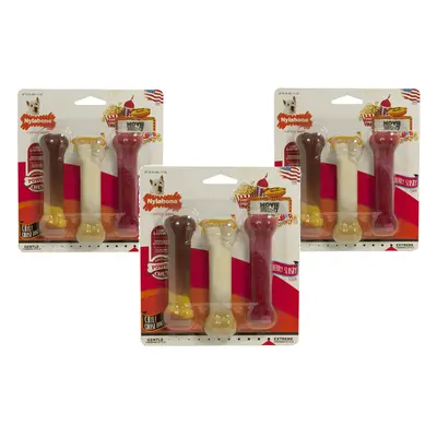 Nylabone Pack of Flavor Frenzy Power Chew Triple Packs Wolf Chili Cheese Dog Buttered Popcorn an