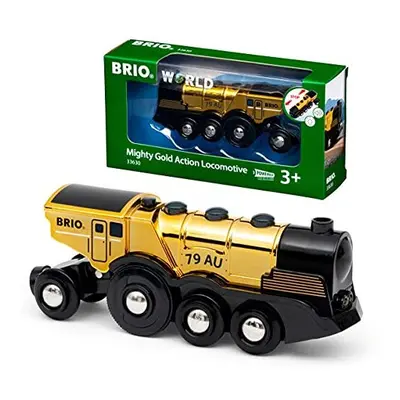 BRIO Mighty Gold Action Locomotive Battery Powered Train for Kids Age Years Up - Compatible with