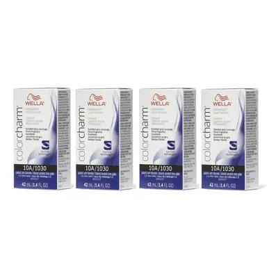 (10A (4pks)) Wella 7A Medium Smokey Ash Blonde Color Charm Permanent Haircolor & Developer (Vol.