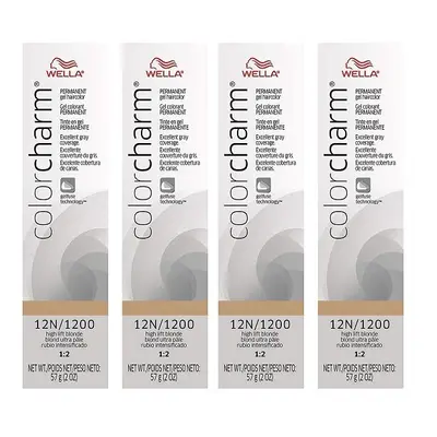 (12N - (4pks)) Wella Color Charm 12N/1200 High Lift Blonde Permanent Gel Haircolor