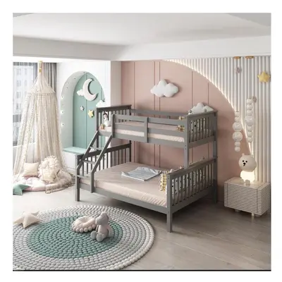 Wooden Grey Triple Bunk Bed 3FT Single 4FT6 Children Bedroom Furniture