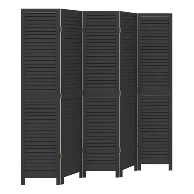 vidaXL Room DividerÃÂ Panels Room Privacy Screen Black Solid Wood Paulownia