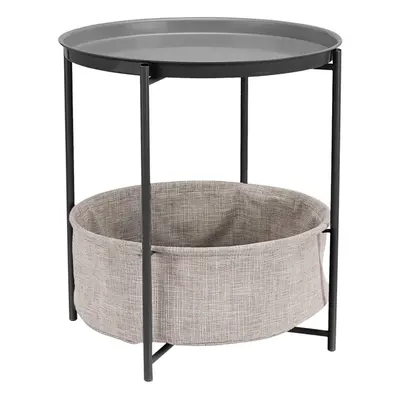 Amazon Basics Round Storage End Table Side Table with cloth Basket c