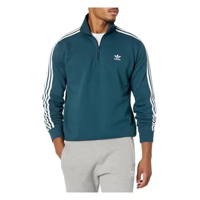 adidas Originals mens Adicolor Classics 3Stripe HalfZip Sweatshirt Arctic NightWhite Small