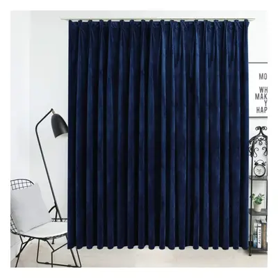 vidaXL Blackout Curtain with Hooks Velvet Dark Blue Blind Drape Window Curtain