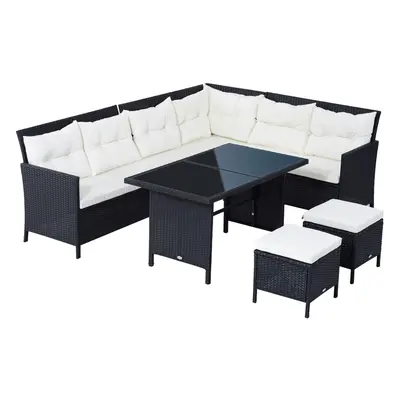 Outsunny Pieces Sofa Set Furniture Rattan Cushion Seat Wicker Black Garden