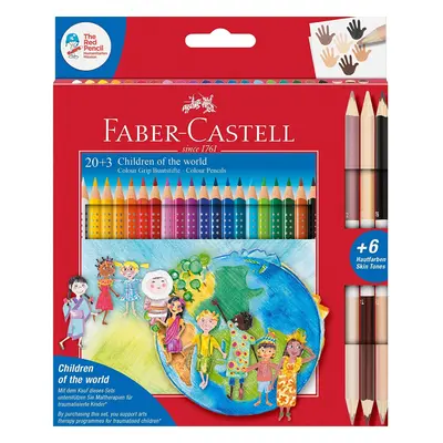 Faber-Castell Colour Grip Coloured Pencils Children of the World, Colouring Pencils + Pencils Ea