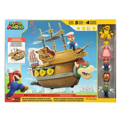 Nintendo Super Mario Deluxe Playset Bowser Ship Includes Figures