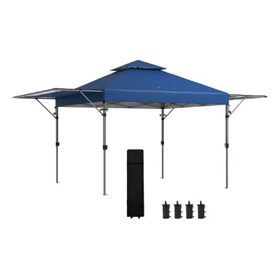 Outsunny x 3(m) Pop Up Gazebo, Instant Shelter with Extend Dual Awning, Blue