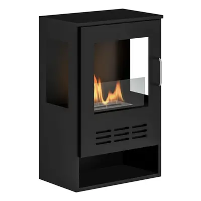 HOMCOM Ethanol Fireplace Stove with Shelf, 0.9L, Burns for Up to 3.3 Hours