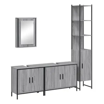 (grey sonoma) vidaXL Bathroom Furniture Set Piece Sink Cabinet Brown Oak Engineered Wood