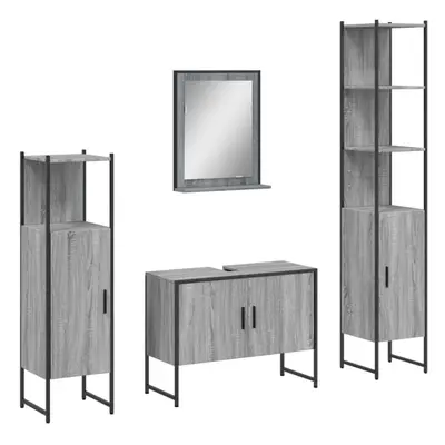 vidaXL Bathroom Cabinet Set Piece Sink Cabinet Grey Sonoma Engineered Wood